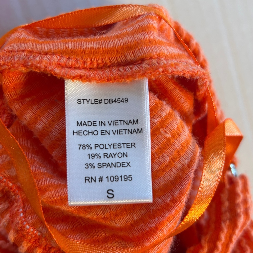 Love J Orange Ribbed One Shoulder Cutout Bodycon Mini Dress. Sz S - Picture 6 of 8